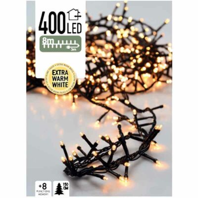 Micro Cluster - 400 LED- 8 meter - extra warm wit - 8 functies + geheugen