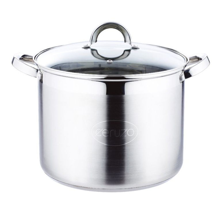 Ceruzo RVS Soeppan – 12 Liter | Ø28 cm | Glazen Deksel, Inductiegeschikt & Vaatwasserbestendig | Luxe & Duurzaam