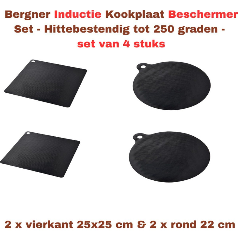 Bergner Inductie Beschermer Set – 4-delig | Hittebestendig tot 250°C, Antislip & Herbruikbaar