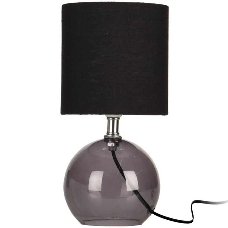Tafellamp – 24 cm | Stijlvolle Glazen Basis, Zwart & Transparant | Perfect Voor Nachtkastje, Bijzettafel of Bureau