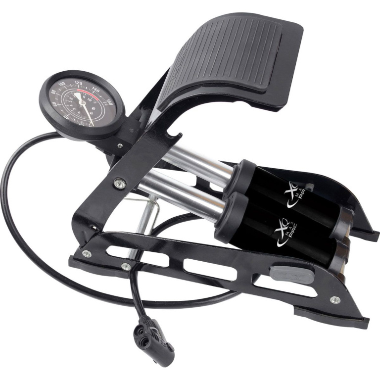 XQ Max Pro Premium Voetpomp – Nauwkeurige Drukmeter 11 Bar / 160 PSI – Universeel Voor Alle Ventieltypes & Opblaasbare Artikelen – Compact, Robuust & Opvouwbaar Voor Makkelijk Transport