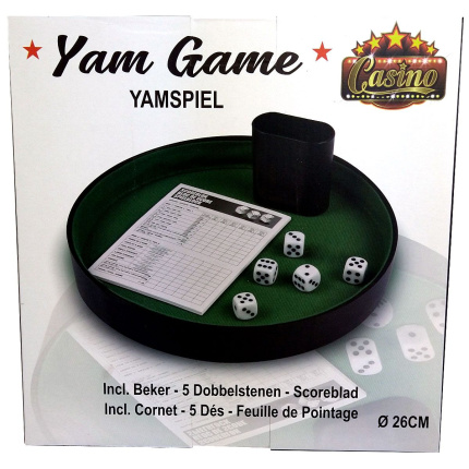 Casino Yam Spel - 5 Dobbelstenen - Beker - Scoreblad