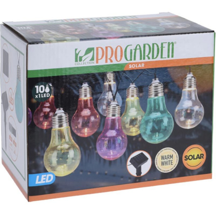 Progarden Feestverlichting - Solar Lamp - 10 Led Lampen - Multicolour