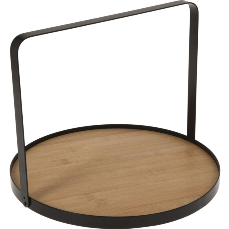 Bamboe Serveerplateau Ø35 cm – Luxe Plateau met Metalen Hengsel – Duurzaam, Stijlvol & Perfect voor Serveer- en Presentatiedoeleinden