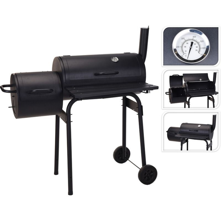 Vaggan Smoker BBQ Premium – 106x63x110 cm – Verrijdbaar, Houtskool & Briketten, Thermometer & GS-TÜV Gekeurd – Perfect Voor Authentieke Rooksmaak