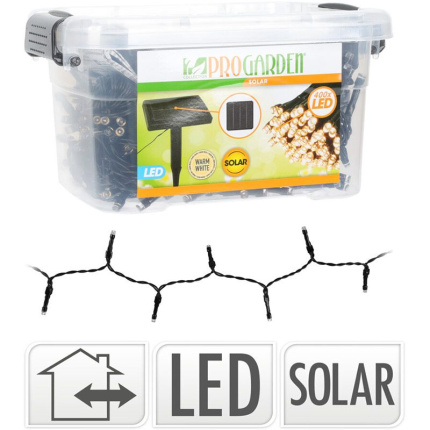 Progarden Solar Lichtsnoer - 400 Led - 24  + 4 Meter - Warm Wit  - Met Bewaarbox