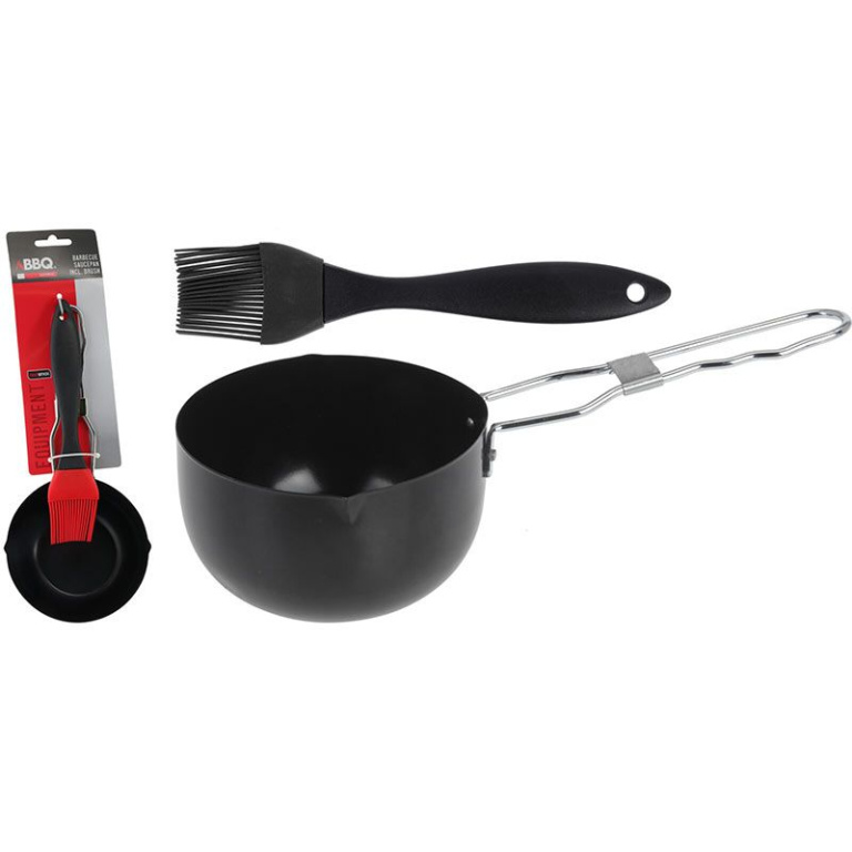 Complete BBQ Sauspan met Sauskwast – Duurzaam Roestvrijstaal – Perfecte Barbecue Pan met Ergonomisch Design