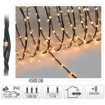 Led Verlichting 1500 Led - 45 Meter - Extra Warm Wit - Voor Binnen En Buiten - 8 Lichtfuncties - Soft Wire