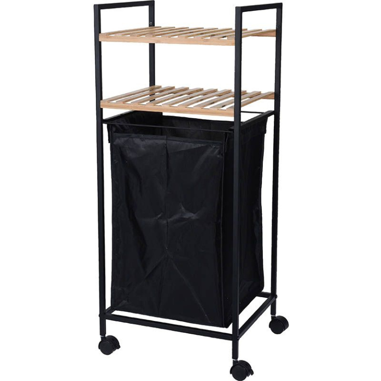 Bathroom Solutions Superhandige Mobiele Badkamertrolley met Wasmand – Stijlvol & Ruimtebesparend Design