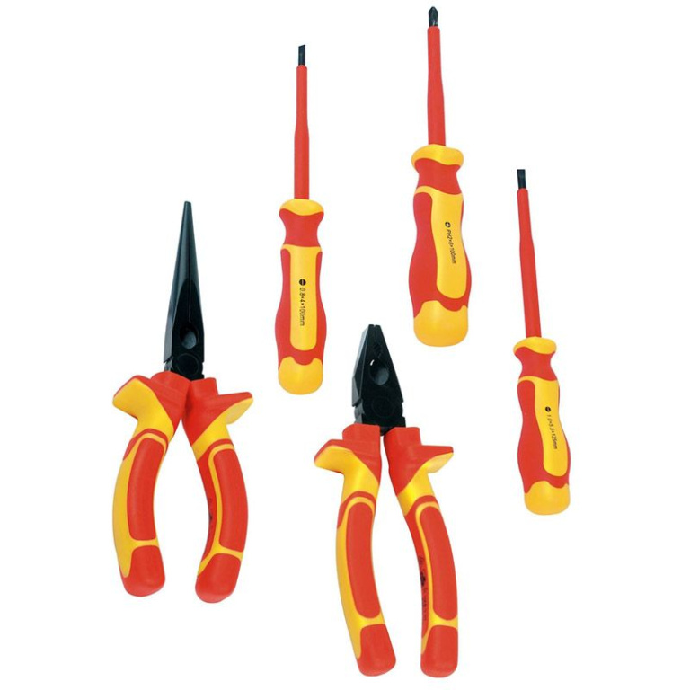 Brüder Mannesmann VDE Elektro-Gereedschapset 5-delig – Professioneel, Veilig & Ergonomisch