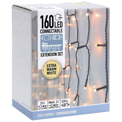 Decorativelighting Koppelbare Ijspegelverlichting - 160 Led - 3M - Extra Warm Wit