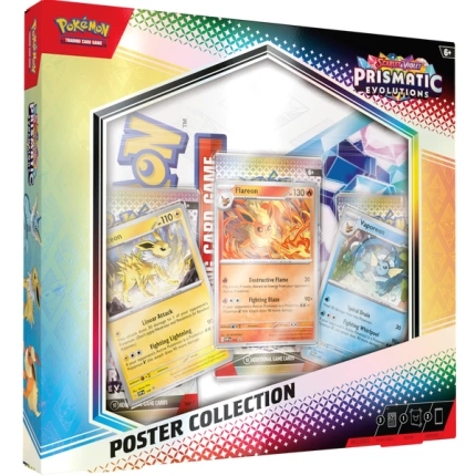 Pokémon TCG Prismatic Evolutions Poster Collection – 3 Boosters, Legendary Artwork Poster & Collector’s Must-Have