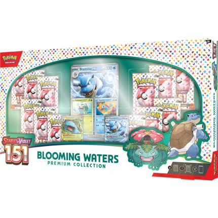 Pokémon TCG: Blooming Waters Premium Collection – Venusaur ex & Blastoise ex, Foil Kaarten & 12 Boosters!