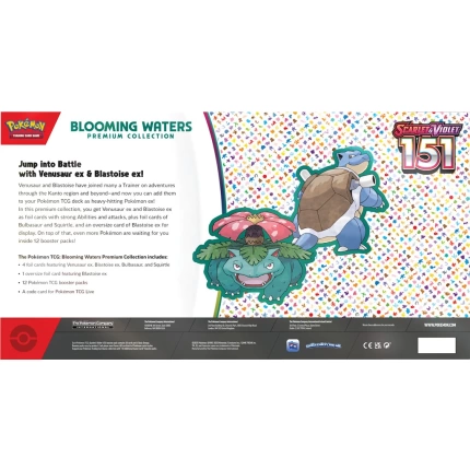 Pokémon TCG: Blooming Waters Premium Collection – Venusaur ex & Blastoise ex, Foil Kaarten & 12 Boosters!