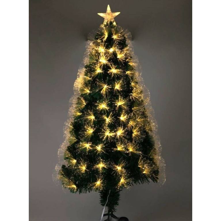 Kunstkerstboom 90 cm met Fiber Optic Verlichting – 90 LED – 8 Lichtstanden – Warm Wit – Inclusief Adapter