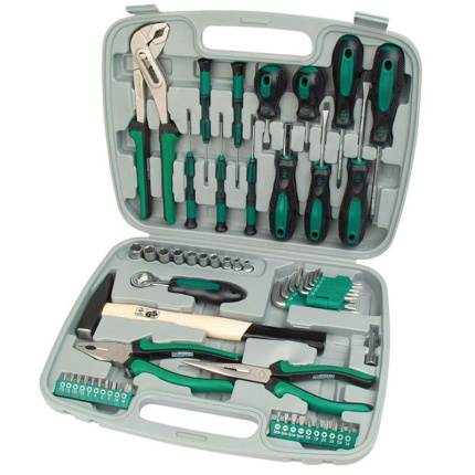 Brüder Mannesmann Gereedschapset – 57-Delig – Green Line Professionele Kwaliteit – Compleet & In Koffer