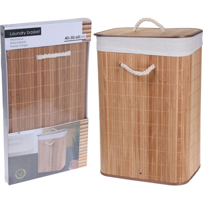 Opvouwbare Wasmand – Bamboe – 40x30x60 cm – Duurzaam & Ruim – 100% FSC – Met Wasbare Polyester Binnenzak