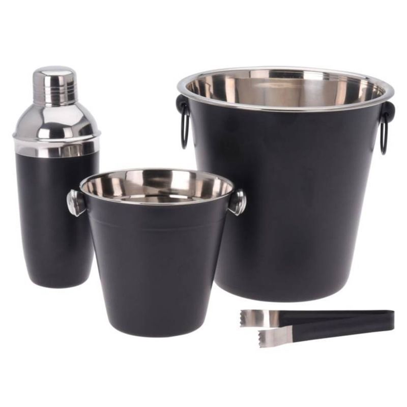 Excellent Houseware 4-Delige Barset – RVS Mat Zwart – Cocktailset voor Thuisfeestjes – Shaker, Ijsemmer, Wijnkoeler & Ijstang Excellent Houseware 4-Delige Barset – RVS Mat Zwart – Cocktailset voor Thuisfeestjes – Shaker, Ijsemmer, Wijnkoeler & Ijstang
