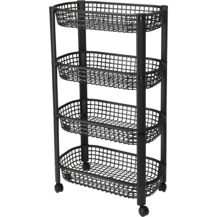 Keukentrolley 4 Wielen - Zwart