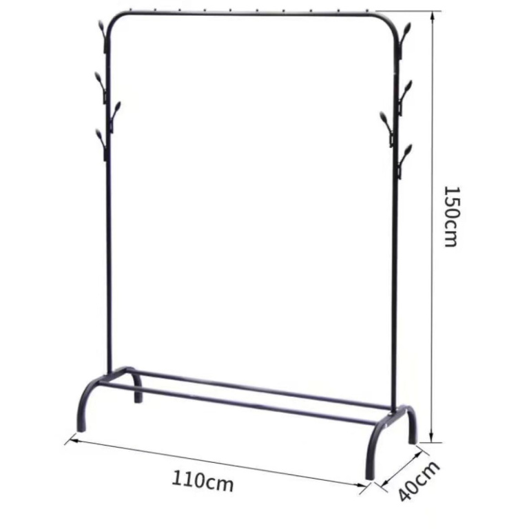 Ceruzo Garderoberek – 110x40x150 cm – Metaal Zwart | Praktisch & Stijlvol