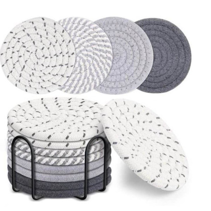 Ceruzo Onderzetters Met Houder – Set van 8 – Grijs