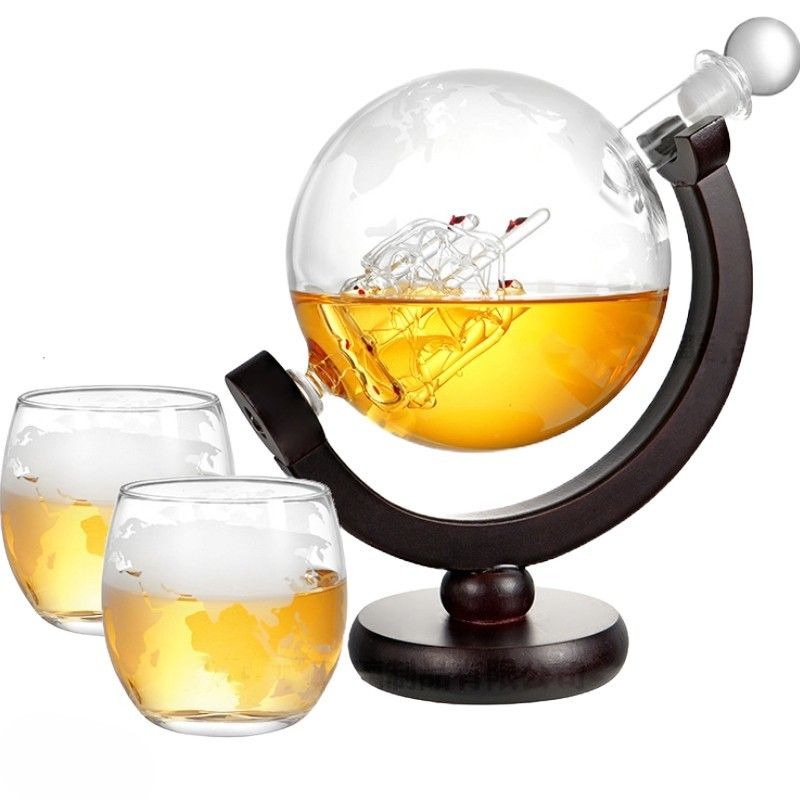 Ceruzo Whiskey Karaf – Globe Decanter – Incl. 2 Glazen Ceruzo Whiskey Karaf – Globe Decanter – Incl. 2 Glazen
