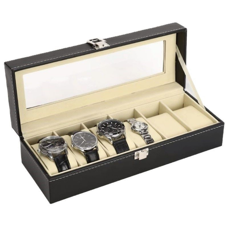 Ceruzo Horlogebox – Voor 6 Horloges – Zwart