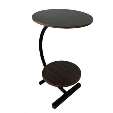 Ceruzo Bijzettafel – Dubbel Tafelblad – Bruin – Stijlvolle Sidetable van MDF & Metaal – Compact & Functioneel – 63 cm Hoog