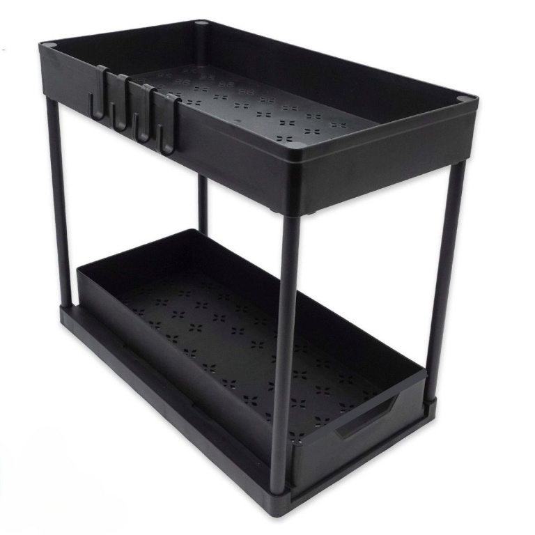 Ceruzo Keukenkastorganizer – Uitschuifbare Lade met Ophangbakjes – Zwart