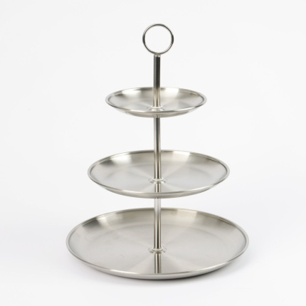 Ceruzo 3‑Laagse Etagere – RVS – Ø26 × H34 cm