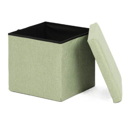 Ceruzo Poef - Groen - 38X38X38 Cm - Opvouwbaar - Hocker Met Opbergruimte