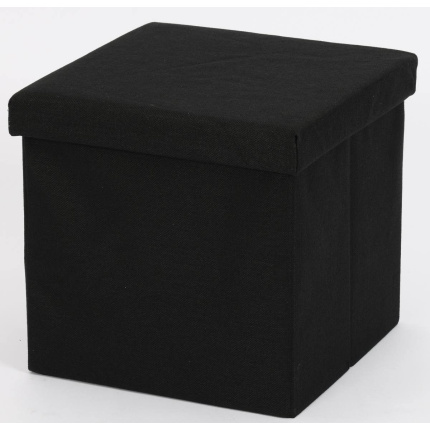 Ceruzo Poef - Zwart - 38X38X38 Cm - Opvouwbaar - Hocker Met Opbergruimte