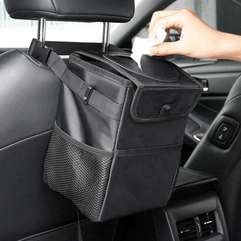 Ceruzo Premium Auto Afvalbakje – 6L Waterdicht & Opvouwbaar – Geurvrije Organizer met Extra Opbergvakken – Lichtgewicht, Duurzaam & Praktisch – Zwart