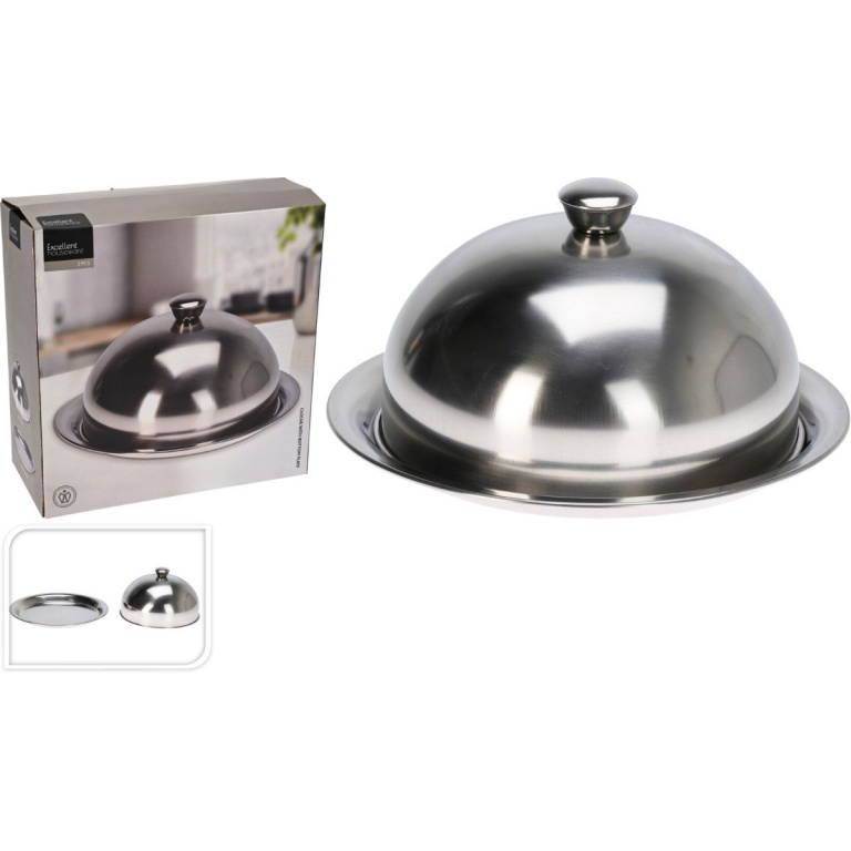 Excellent Houseware Stolp Met Dienblad - Rvs - 24.5 Cm