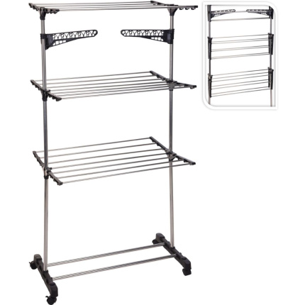 Storage Solutions Droogrek Toren – Inklapbaar & Verrijdbaar – 17 Meter Drooglengte – Wit