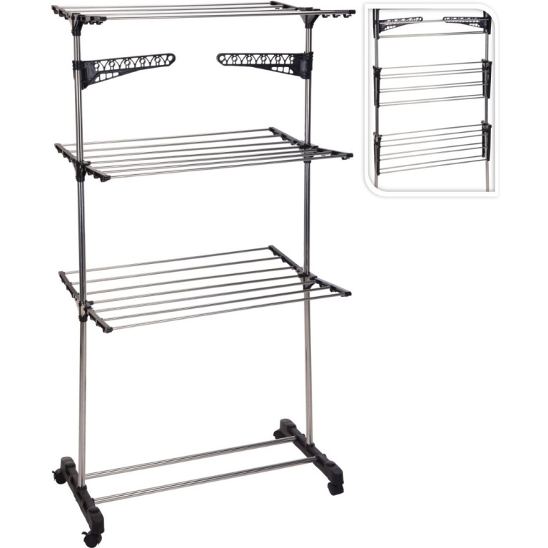Storage Solutions Droogrek Toren – Inklapbaar & Verrijdbaar – 17 Meter Drooglengte – Wit