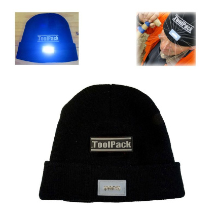 Toolpack Werkmuts met LED-Verlichting – Zwart – One Size